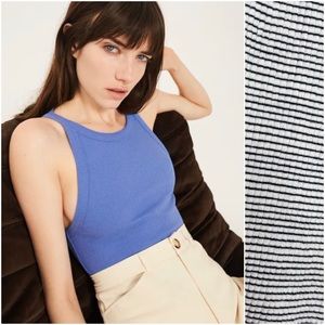 ZARA TRAFALUC Stripe Ribbed Halter Knit Crop Top L Fishermancore Heritage Strech